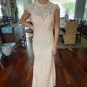 sleeved blush mermaid long dress